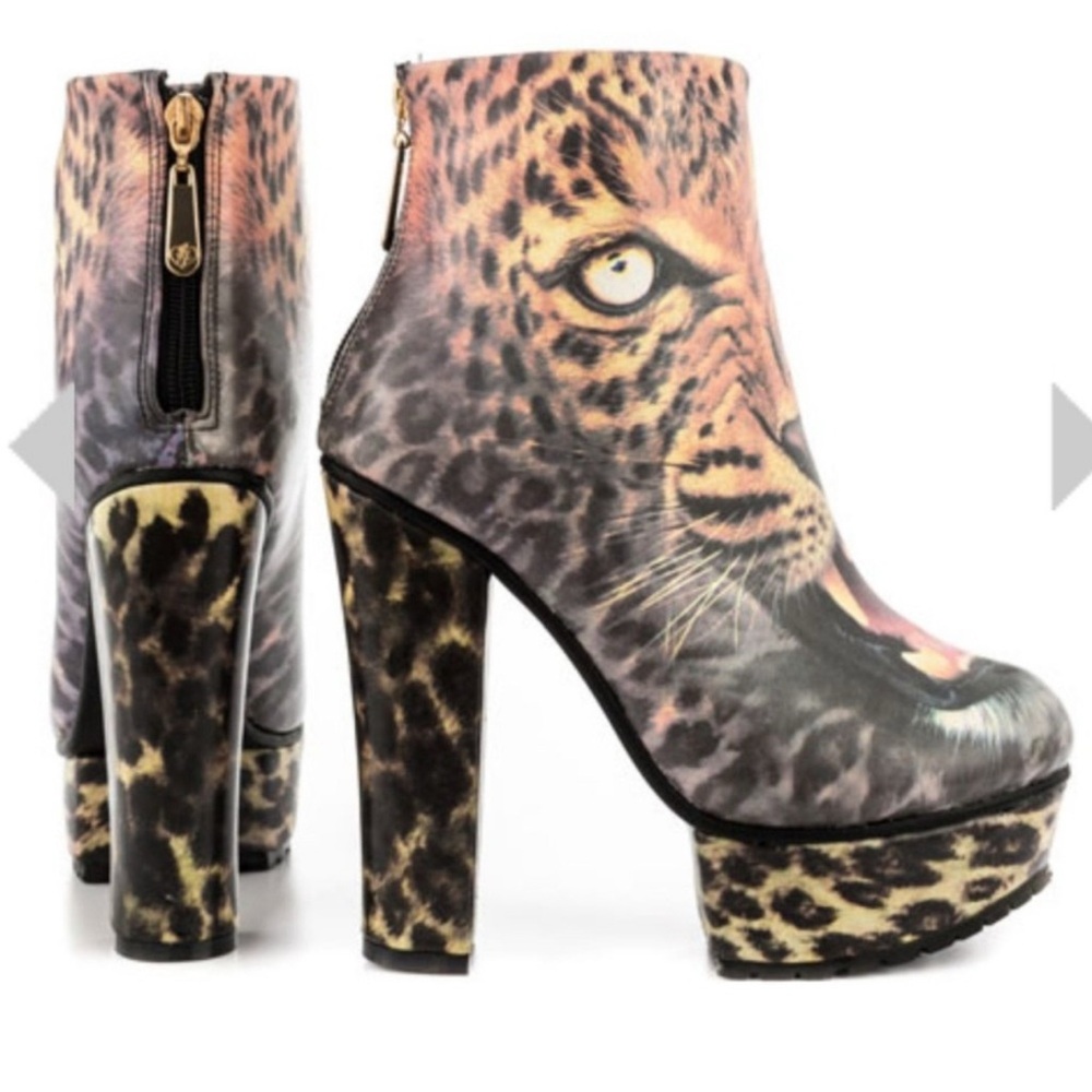 Iron Fist Leopard Print Ankle Boots